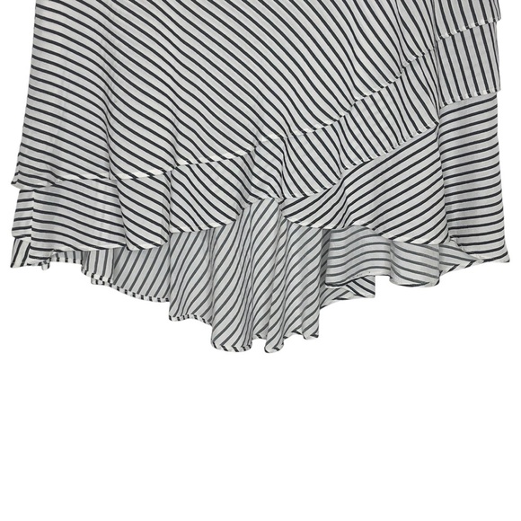 Ann Taylor Cream and Black Stripe Ruffle High Low Skirt size 6P - Picture 4 of 10